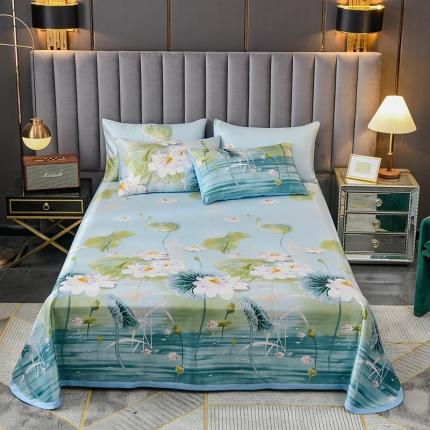 迷仙巢2021新款印花冰丝凉席（床单款） 荷塘月色