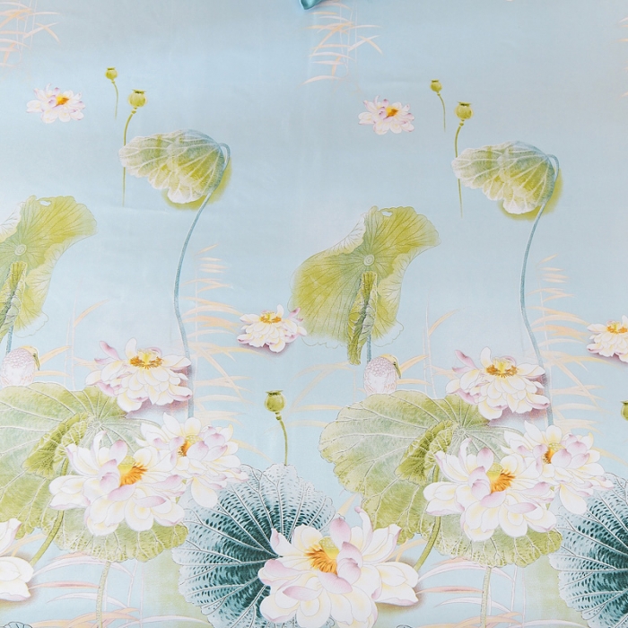 91家纺网 家纺一手货源 找家纺 迷仙巢2021新款印花冰丝凉席（床单款） 荷塘月色