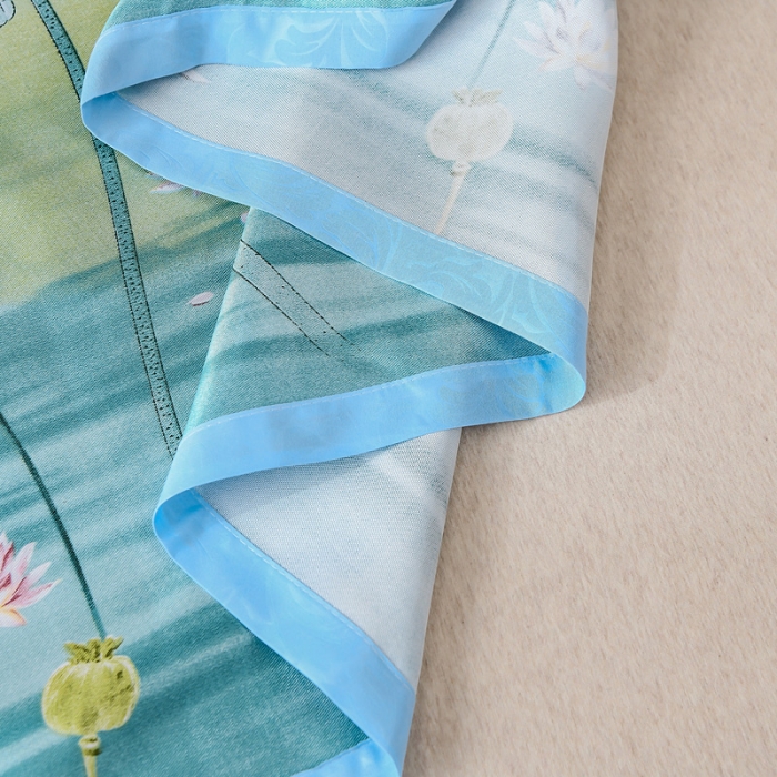 91家纺网 家纺一手货源 找家纺 迷仙巢2021新款印花冰丝凉席（床单款） 荷塘月色