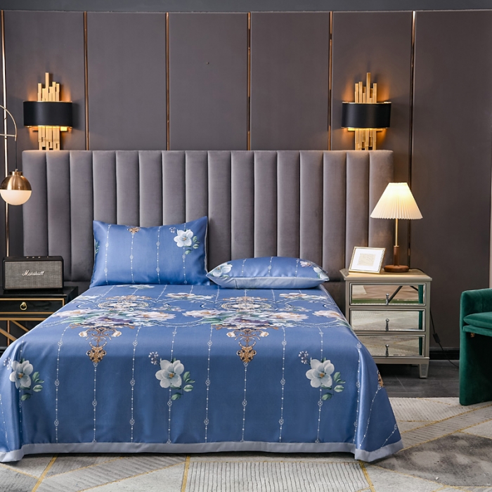 91家纺网 家纺一手货源 找家纺 迷仙巢2021新款印花冰丝凉席（床单款） 花开富贵