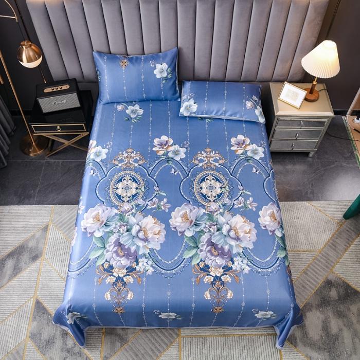 91家纺网 家纺一手货源 找家纺 迷仙巢2021新款印花冰丝凉席（床单款） 花开富贵