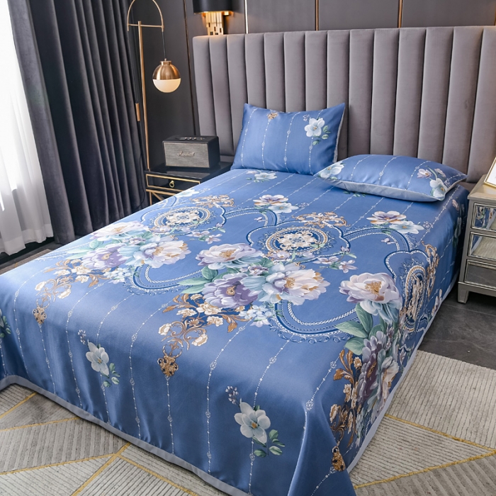 91家纺网 家纺一手货源 找家纺 迷仙巢2021新款印花冰丝凉席（床单款） 花开富贵