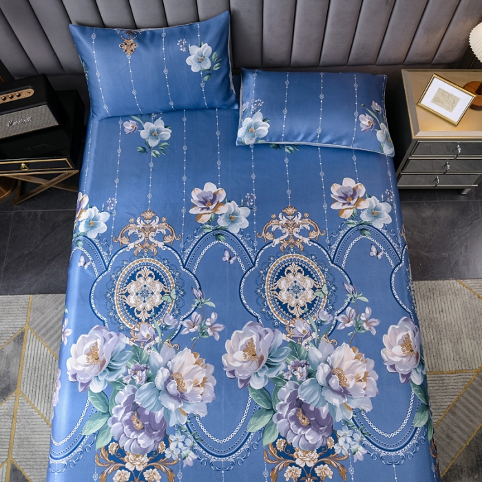 91家纺网 家纺一手货源 找家纺 迷仙巢2021新款印花冰丝凉席（床单款） 花开富贵