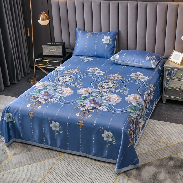 91家纺网 家纺一手货源 找家纺 迷仙巢2021新款印花冰丝凉席（床单款） 花开富贵