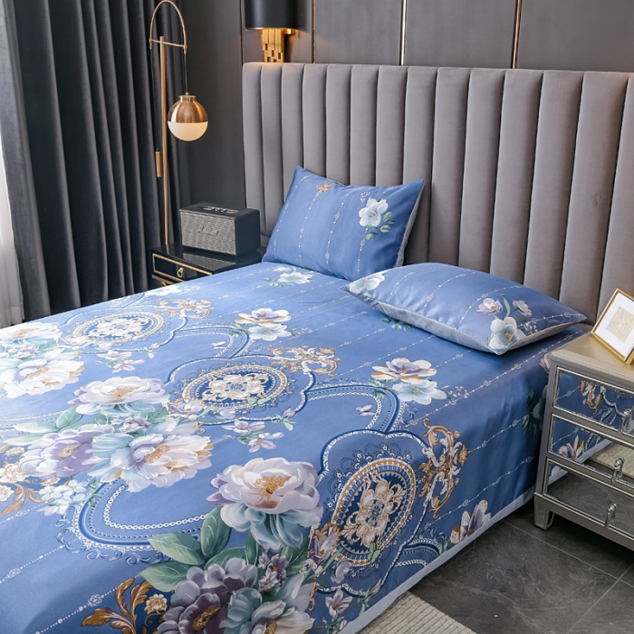 91家纺网 家纺一手货源 找家纺 迷仙巢2021新款印花冰丝凉席（床单款） 花开富贵