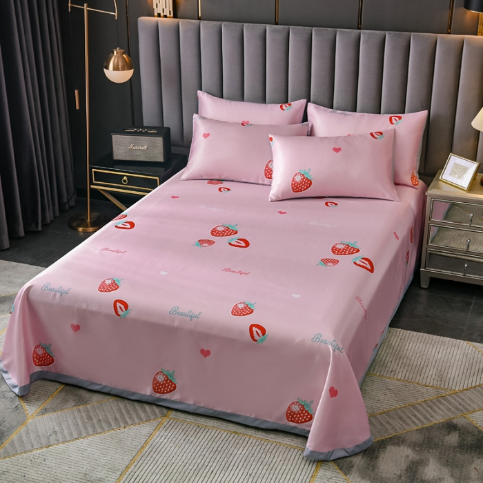 91家纺网 家纺一手货源 找家纺 迷仙巢2021新款印花冰丝凉席（床单款） 甜心草莓