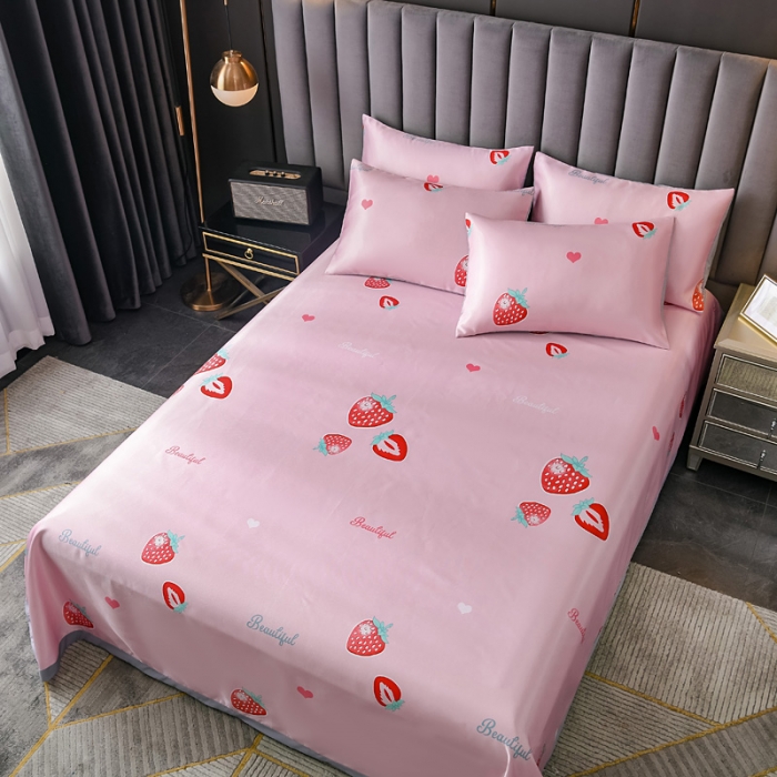 91家纺网 家纺一手货源 找家纺 迷仙巢2021新款印花冰丝凉席（床单款） 甜心草莓