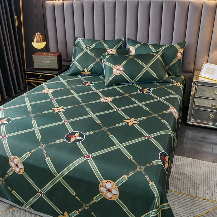 91家纺网 家纺一手货源 找家纺 迷仙巢2021新款印花冰丝凉席（床单款） 英伦风范