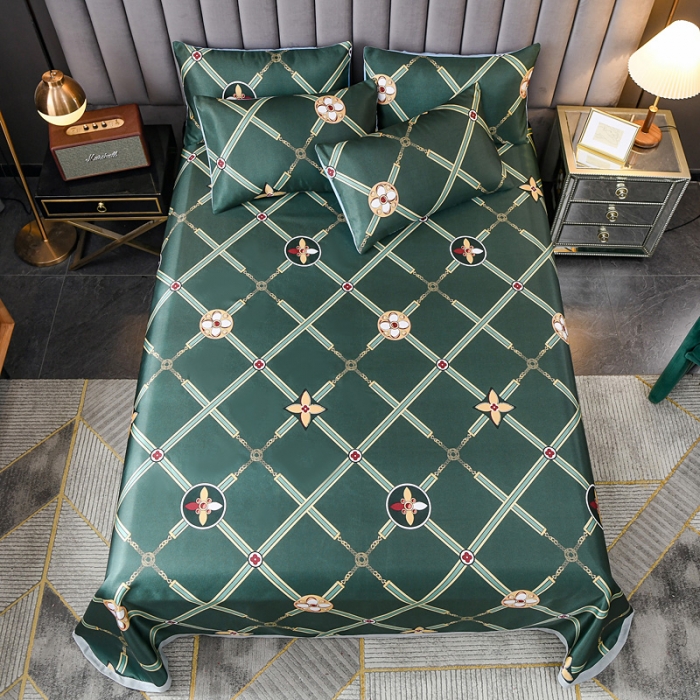 91家纺网 家纺一手货源 找家纺 迷仙巢2021新款印花冰丝凉席（床单款） 英伦风范