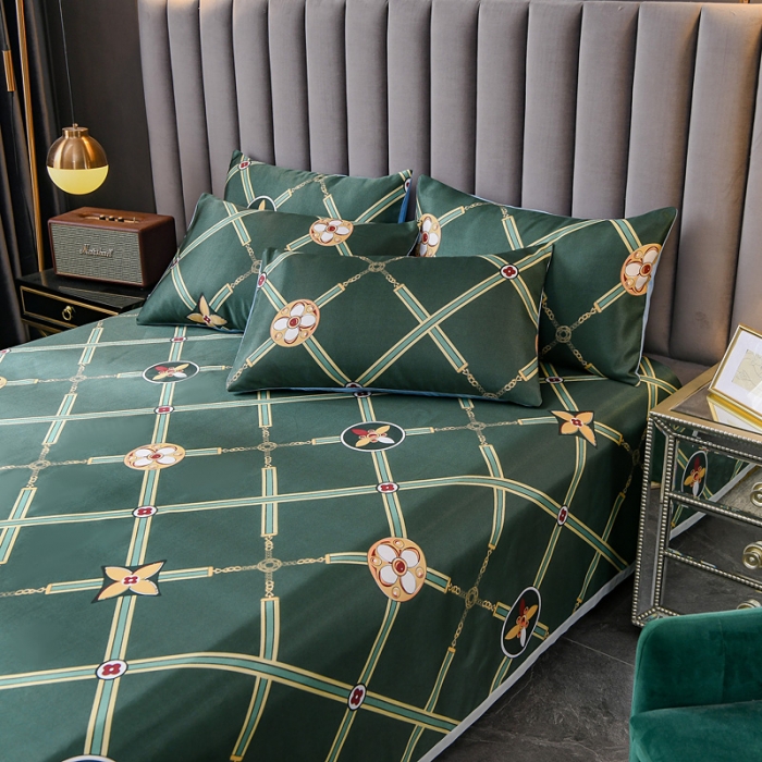 91家纺网 家纺一手货源 找家纺 迷仙巢2021新款印花冰丝凉席（床单款） 英伦风范