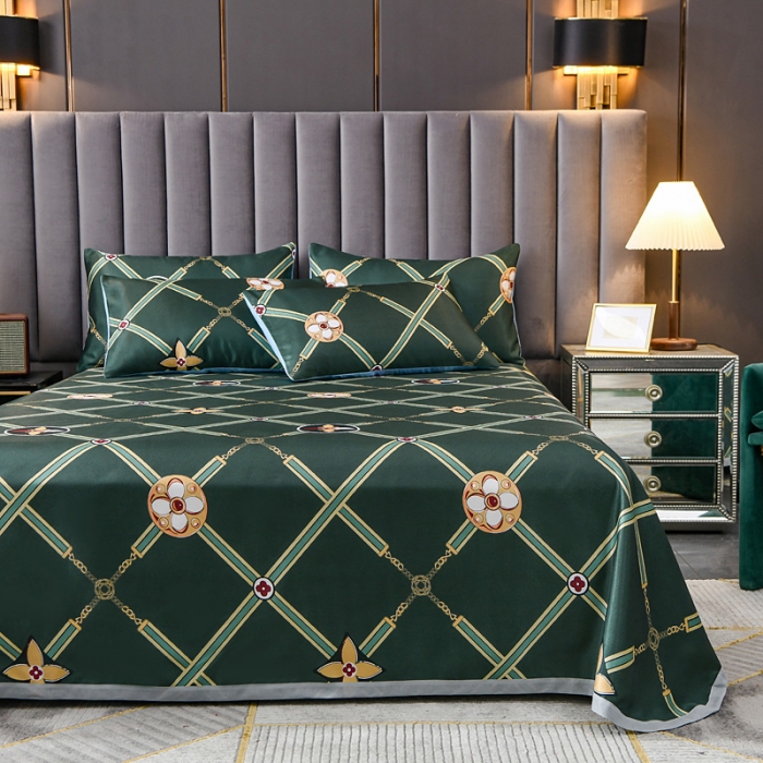 91家纺网 家纺一手货源 找家纺 迷仙巢2021新款印花冰丝凉席（床单款） 英伦风范