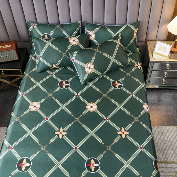 91家纺网 家纺一手货源 找家纺 迷仙巢2021新款印花冰丝凉席（床单款） 英伦风范