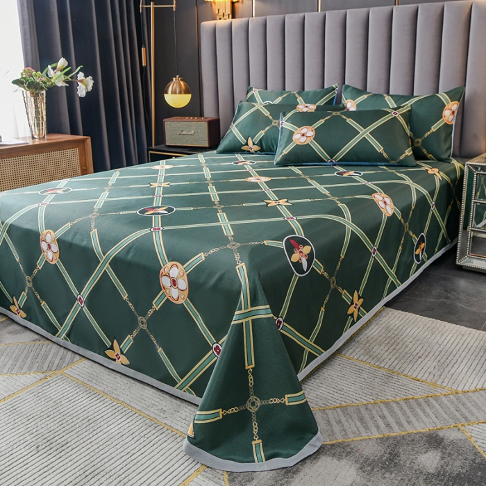 91家纺网 家纺一手货源 找家纺 迷仙巢2021新款印花冰丝凉席（床单款） 英伦风范