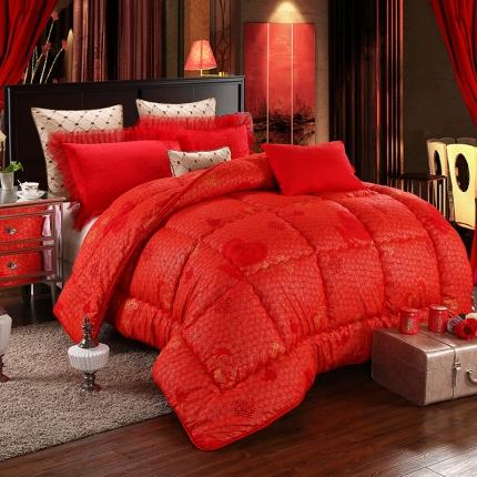 91家纺网 家纺一手货源 找家纺 浩情国际 2026新款烫金婚庆被子 玫瑰双喜被