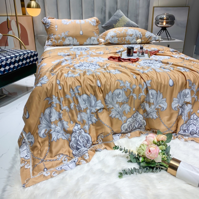 91家纺网 家纺一手货源 找家纺 棉生活家纺 2022新款莫代尔天丝夏被 辉煌时刻-桔