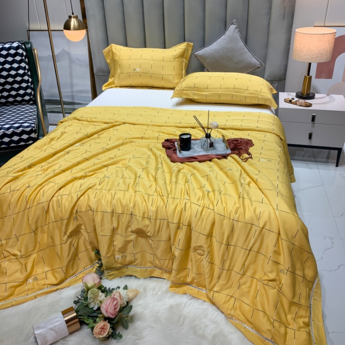 91家纺网 家纺一手货源 找家纺 棉生活家纺 2022新款莫代尔天丝夏被 卡洛特-黄