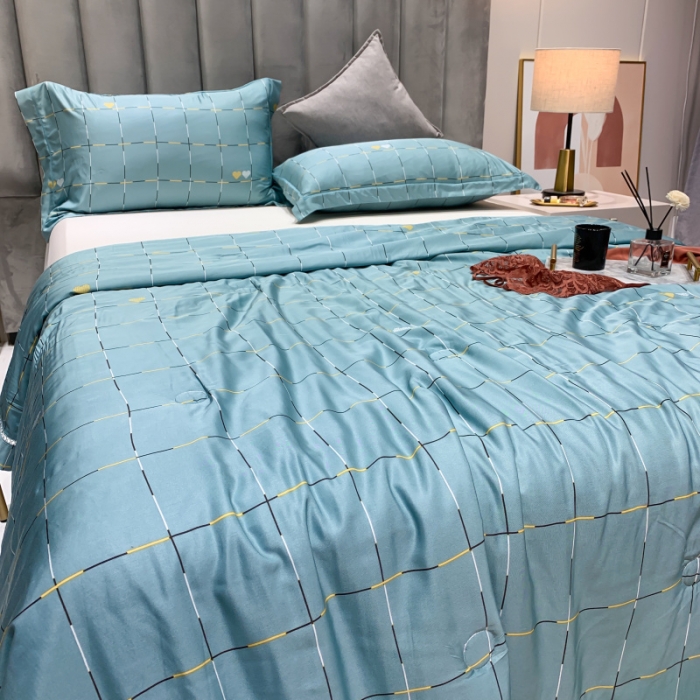 91家纺网 家纺一手货源 找家纺 棉生活家纺 2022新款莫代尔天丝夏被 卡洛特-绿