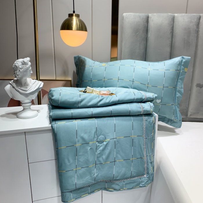 91家纺网 家纺一手货源 找家纺 棉生活家纺 2022新款莫代尔天丝夏被 卡洛特-绿