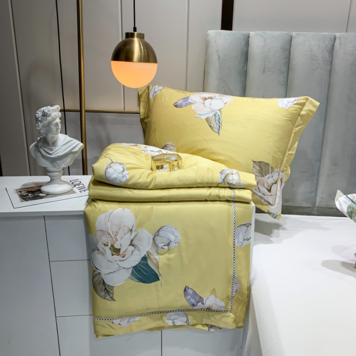 91家纺网 家纺一手货源 找家纺 棉生活家纺 2022新款莫代尔天丝夏被 邂逅花语-黄