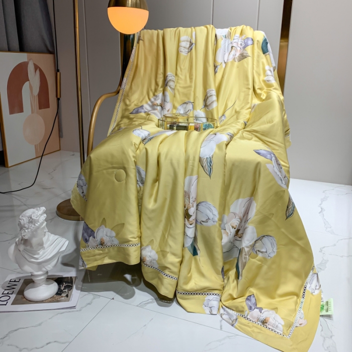 91家纺网 家纺一手货源 找家纺 棉生活家纺 2022新款莫代尔天丝夏被 邂逅花语-黄
