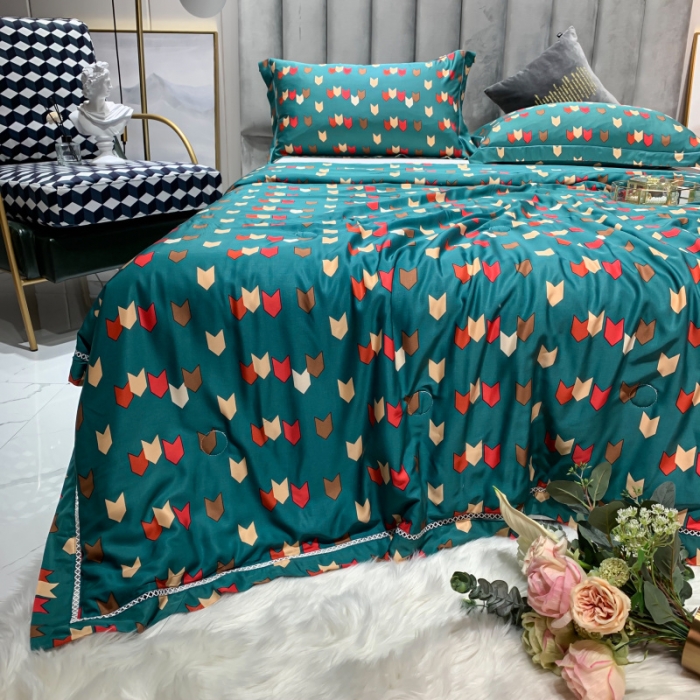 91家纺网 家纺一手货源 找家纺 棉生活家纺 2022新款莫代尔天丝夏被 自由之旅-绿