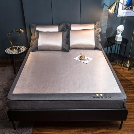 91家纺网 家纺一手货源 找家纺 全季家居 2021时尚款肌理纹床笠款冰丝凉席 棕咖色