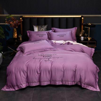 意尚风情2023新款绣花水洗真丝四件套 千韵-豆沙