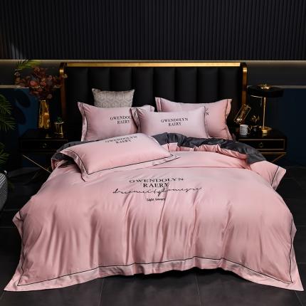 意尚风情2023新款绣花水洗真丝四件套 千韵-粉玉