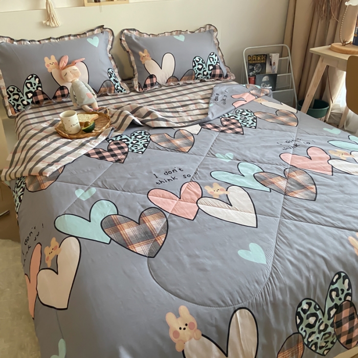 91家纺网 家纺一手货源 找家纺 仟网汇 2021新款全棉夏被四件套心之所向-兰