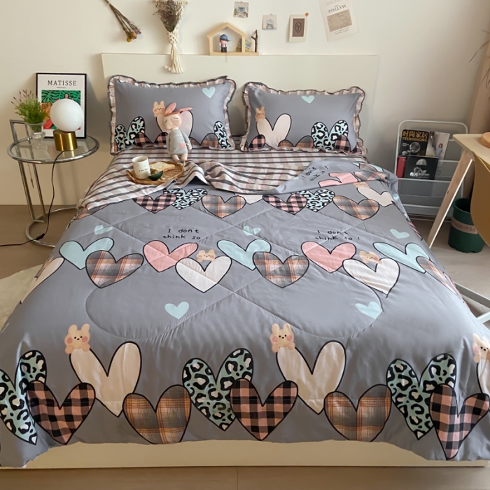 91家纺网 家纺一手货源 找家纺 仟网汇 2021新款全棉夏被四件套心之所向-兰