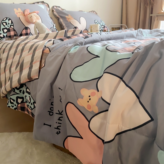 91家纺网 家纺一手货源 找家纺 仟网汇 2021新款全棉夏被四件套心之所向-兰