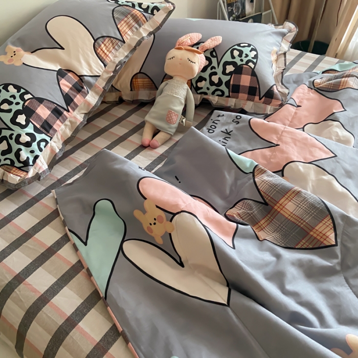 91家纺网 家纺一手货源 找家纺 仟网汇 2021新款全棉夏被四件套心之所向-兰