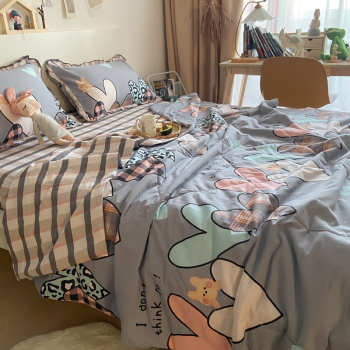 91家纺网 家纺一手货源 找家纺 仟网汇 2021新款全棉夏被四件套心之所向-兰