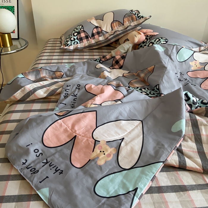 91家纺网 家纺一手货源 找家纺 仟网汇 2021新款全棉夏被四件套心之所向-兰