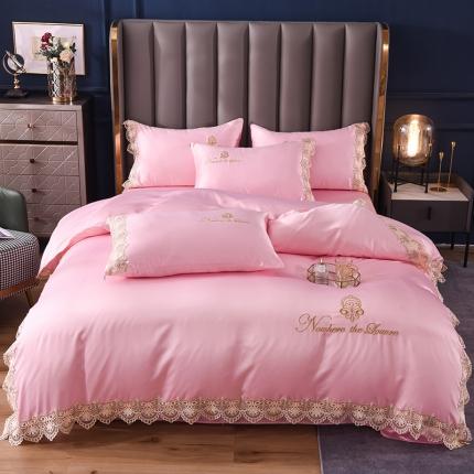 91家纺网 家纺一手货源 找家纺 花香四季 刺绣花边水洗真丝四件套凯瑟琳系列