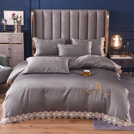 91家纺网 家纺一手货源 找家纺 花香四季 刺绣花边水洗真丝四件套凯瑟琳系列