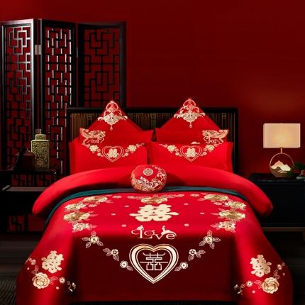 91家纺网 家纺一手货源 找家纺 （总）用心 2023新款婚庆绣花款套件婚庆多件套