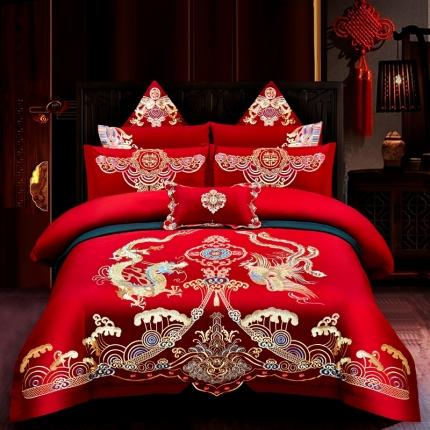 91家纺网 家纺一手货源 找家纺 （总）用心 2023新款婚庆绣花款套件婚庆多件套