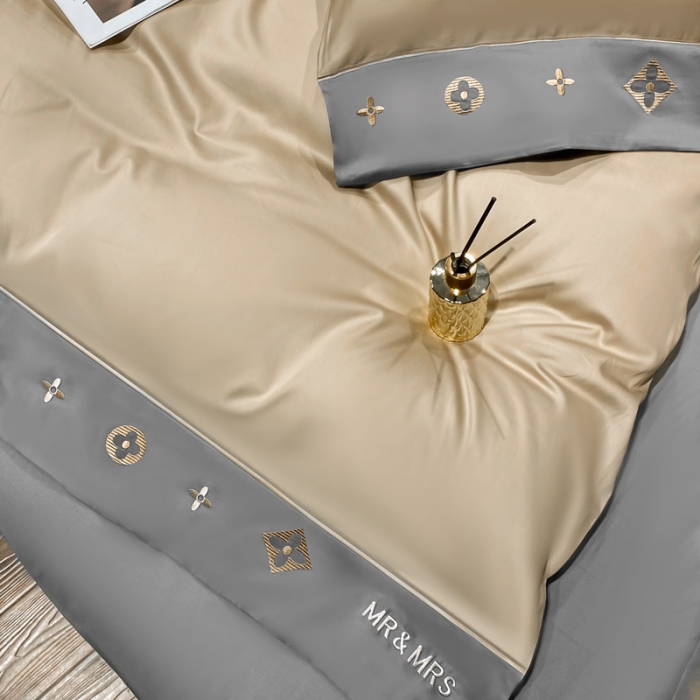 91家纺网 家纺一手货源 找家纺 蓝米卡夫 2021新款艾迪&amp;卡夫单枕套 卡夫-香槟+绅士灰