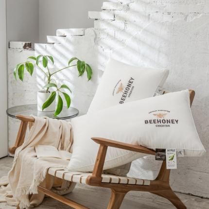 91家纺网 家纺一手货源 找家纺 头等舱 2022新款全棉A类大豆抗菌防螨枕芯 蜜蜂-白