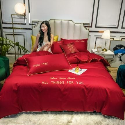 91家纺网 家纺一手货源 找家纺 总祺瑞佳2021新款60s长绒棉全棉四件套全棉绣花四件套