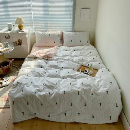 91家纺网 家纺一手货源 找家纺 2021新款简约风40s13372全棉喷气四件套