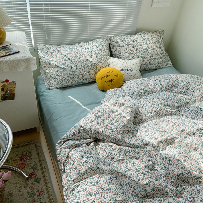 91家纺网 家纺一手货源 找家纺 2021新款简约风40s13372全棉喷气四件套 白茶普通