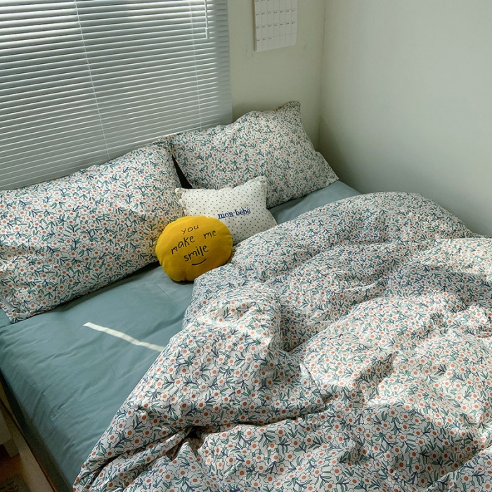 91家纺网 家纺一手货源 找家纺 2021新款简约风40s13372全棉喷气四件套 白茶普通