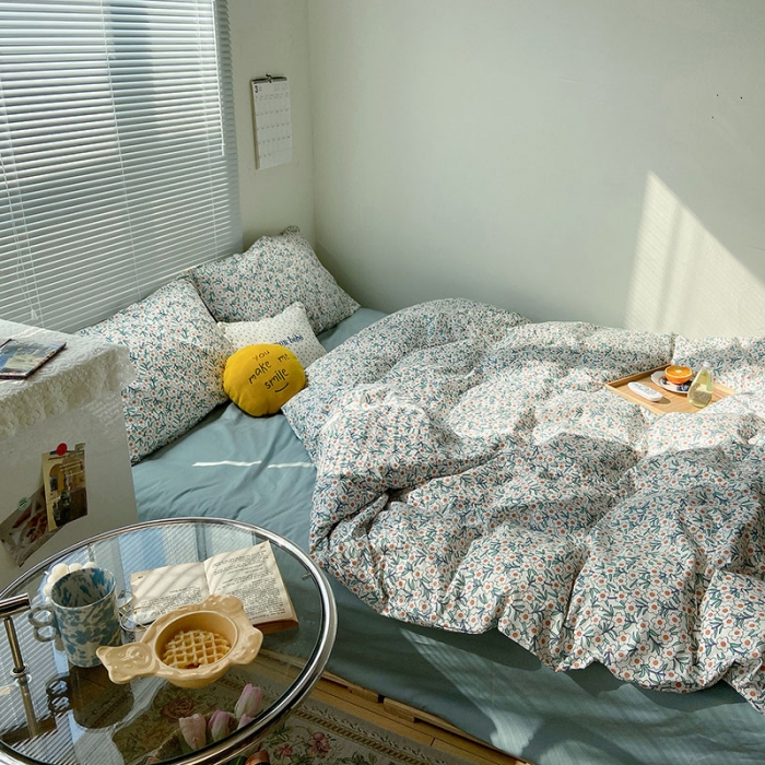 91家纺网 家纺一手货源 找家纺 2021新款简约风40s13372全棉喷气四件套 白茶普通