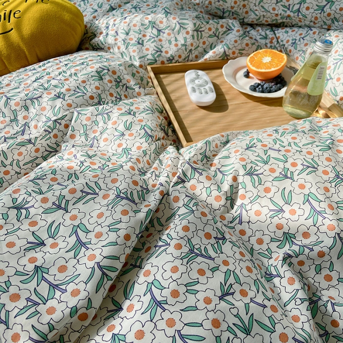 91家纺网 家纺一手货源 找家纺 2021新款简约风40s13372全棉喷气四件套 白茶普通