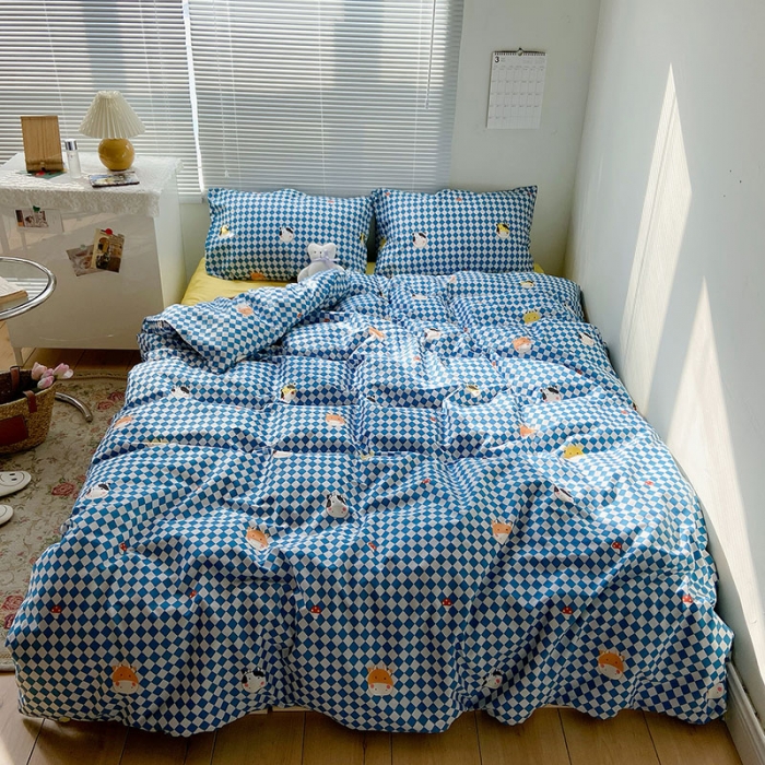 91家纺网 家纺一手货源 找家纺 2021新款简约风40s13372全棉喷气四件套 牛萌萌