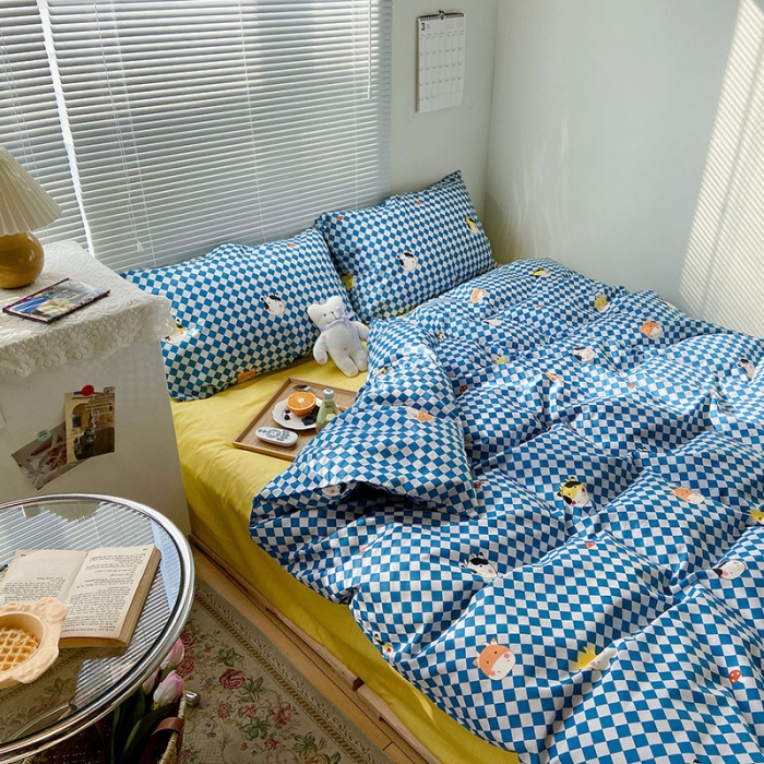 91家纺网 家纺一手货源 找家纺 2021新款简约风40s13372全棉喷气四件套 牛萌萌