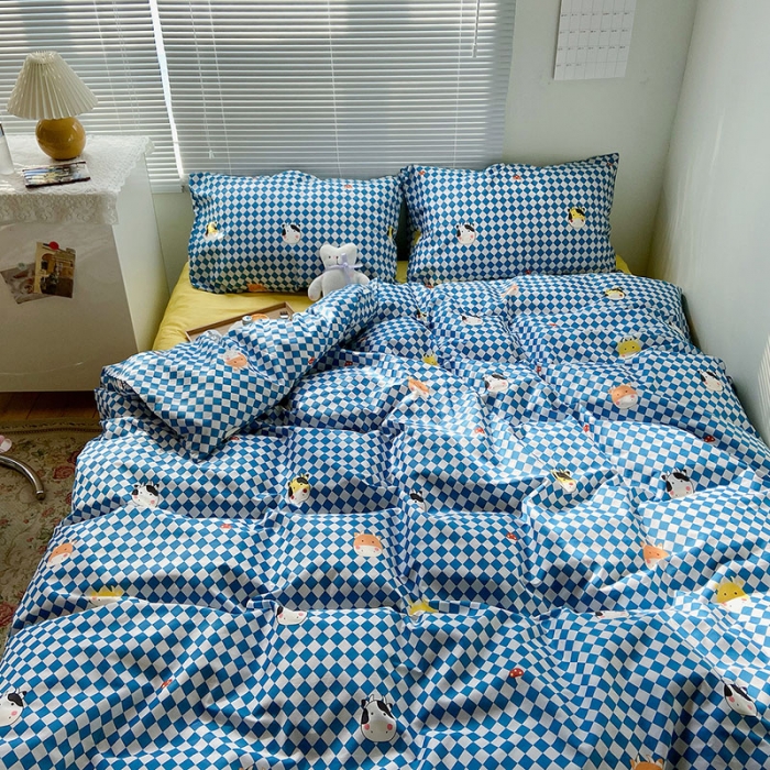 91家纺网 家纺一手货源 找家纺 2021新款简约风40s13372全棉喷气四件套 牛萌萌