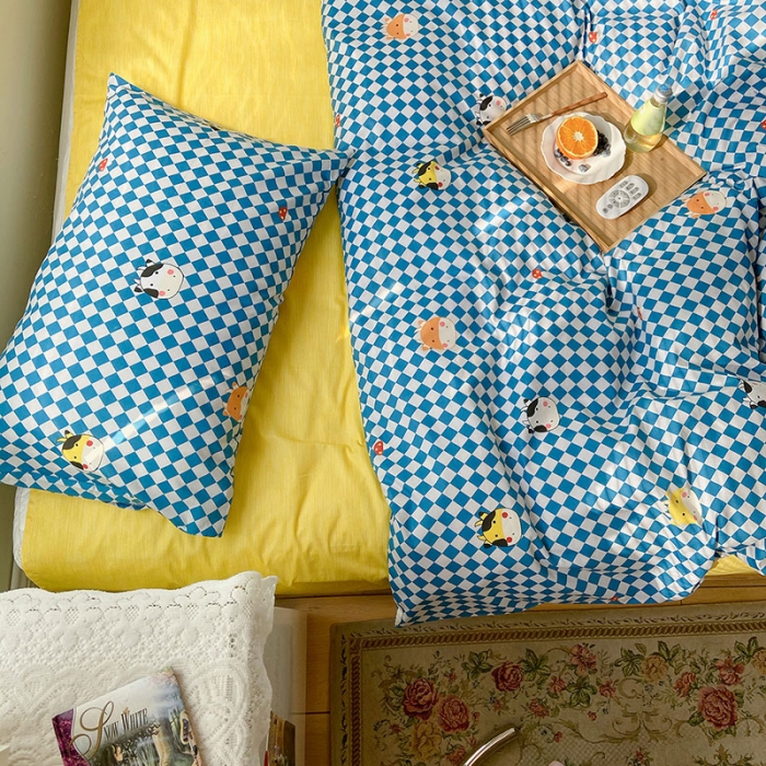 91家纺网 家纺一手货源 找家纺 2021新款简约风40s13372全棉喷气四件套 牛萌萌